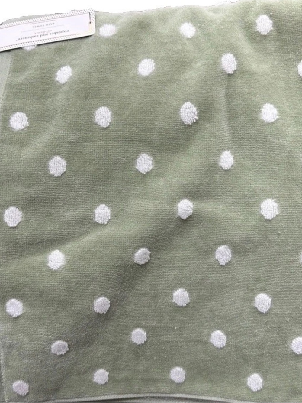 Cupcakes and Cashmere Green and White Polka Dot Bath Towels Set of 2